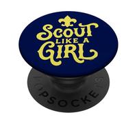 Scout Like A Girl Fleur De Lis BSA Cub Scouts Typography PopSockets Adhesive PopGrip