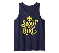 Scout Like A Girl Fleur De Lis BSA Cub Scouts Typography Tank Top