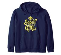 Scout Like A Girl Fleur De Lis BSA Cub Scouts Typography Zip Hoodie