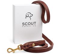 Scout Supply Classic Leather Dog Leash | Strong Heavy Duty Thick Full Grain Leather | Waterproof & Rust-Proof Brass Hardware (Dark Brown, XL: 4.5 ft x 3/4 in)