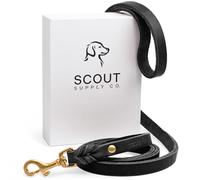 Scout Supply Classic Leather Dog Leash | Strong Heavy Duty Thick Full Grain Leather | Waterproof & Rust-Proof Brass Hardware (Black, XL: 4.5 ft x 3/4 in)