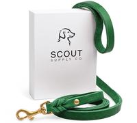 Scout Supply Classic Leather Dog Leash | Strong Heavy Duty Thick Full Grain Leather | Waterproof & Rust-Proof Brass Hardware (Green, M: 4.5 ft x 1/2 in)