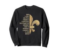 Scout Values Fleur De Lys Symbol Troop Motto WordsBrave Sweatshirt