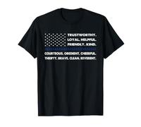 Scout Values Patriotic Flag Fleur De LYS Troop Law Words T-Shirt