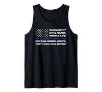 Scout Values Patriotic Flag Fleur De LYS Troop Law Words Tank Top