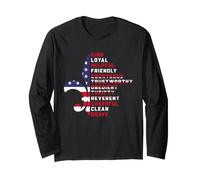Scout Values U.S. Flag Fleur De LYS Troop Motto Brave Law Long Sleeve T-Shirt