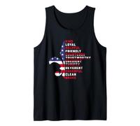 Scout Values U.S. Flag Fleur De LYS Troop Motto Brave Law Tank Top