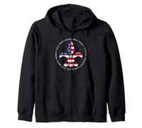 Scout Values U.S. FLAG Fleur De Lys Troop Motto Brave Zip Hoodie