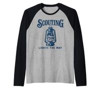 Scouting Lights The Way Vintage Outdoor Lantern Cub Scouts Raglan Baseball Tee