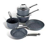 Scoville Expert Neverstick+ 4+1 Piece Cookware Set - Non-Stick Pans Set, 16cm Milk Pan, 18/20cm Saucepans, 20/24cm Frying Pans, Suitable for All Hobs, PFOA Free, Dishwasher Safe, Aluminium, Grey