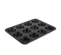 Scoville NEVERSTICK 12 Cup Cupcake Tray, Large Non Stick Oven Tray for Yorkshire Puddings, Muffins & Cupcakes, 36cm x 27cm, Oven Safe to 260°C, Dishwasher Safe, PFOA Free, Toughened Aluminium, Black