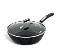 Scoville NEVERSTICK 26cm Sauté Pan with Lid, Non-Stick Deep Frying Pan, Suitable for All Hobs Including Induction, Rapid Heat Conduction, PFOA Free, Dishwasher Safe, Aluminium, Black