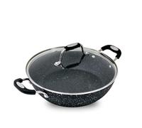 Scoville NEVERSTICK 28cm Shallow Casserole Pot with Glass Lid - Non Stick Casserole Pot, 3.8L Capacity, Suitable for All Hobs Including Induction, Toughened Aluminium, Flake, Peel & PFOA Free, Black