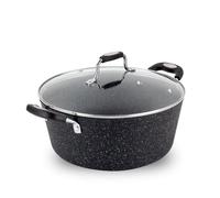 Scoville NEVERSTICK 28cm Stock Pot with Lid, Deep Non-Stick Cooking Pot, 5.5L, Suitable for All Hobs Including Induction, Rapid Heat Conduction, PFOA Free, Dishwasher Safe, Aluminium, Black