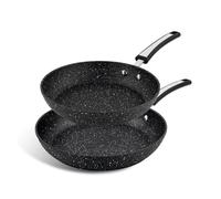 Scoville Xtra 24cm & 28cm Frying Pan Set, 2 Piece Non Stick Frying Pan Set, NEVERSTICK Coated, Suitable for All Hobs, Dishwasher Safe, PFOA Free, Ergonomic Handles, Aluminium, Black [Amazon Exclusive]