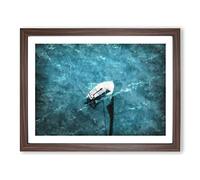 Scow Boat Out Sailing Painting Modern Art Framed Wall Art Print, Ready to Hang Picture for Living Room Bedroom Home Office Décor, Walnut A4 (34 x 25 cm)