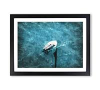 Scow Boat Out Sailing Painting Modern Art Framed Wall Art Print, Ready to Hang Picture for Living Room Bedroom Home Office Décor, Black A3 (46 x 34 cm)