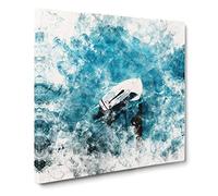 Scow Boat Out Sailing Watercolour Modern Canvas Wall Art Print Ready to Hang, Framed Picture for Living Room Bedroom Home Office Décor, 14x14 Inch (35x35 cm)