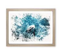 Scow Boat Out Sailing Watercolour Modern Framed Wall Art Print, Ready to Hang Picture for Living Room Bedroom Home Office Décor, Oak A4 (34 x 25 cm)