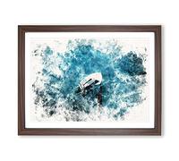Scow Boat Out Sailing Watercolour Modern Framed Wall Art Print, Ready to Hang Picture for Living Room Bedroom Home Office Décor, Walnut A4 (34 x 25 cm)