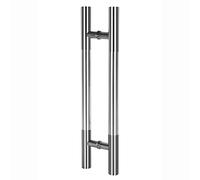 Scpantkend Double Sided H-Shape Round Handles,Push Pull Door Handle, Brushed Stainless Steel Interior Exterior Sliding Barn Door Hardware Pulls(Frosted,180cm/70.9in - 140cm)