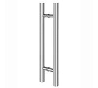 Scpantkend Double Sided H-Shape Round Handles,Push Pull Door Handle, Brushed Stainless Steel Interior Exterior Sliding Barn Door Hardware Pulls(Brushed,180cm/70.9in - 140cm)