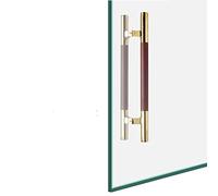 Scpantkend Modern Round Push Pull Door Handle with Fittings,Stainless Steel Sliding Glass Door Handle for Exterior Interior, Model, Hotel Entry Office Home(Gold,100cm/39.4in)