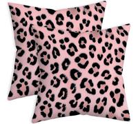 SCQIUSYA Pink Leopard Pillow Covers 18x18 Set of 2, Not Furry Cheetah Leopard Print Throw Pillow Cover, Accent Animal Print Pillow Covers for Couch Bed Sofa