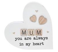 Scrabble Sentiments Standing Heart 'Mum' Mantel Plaque - Freestanding Home Decoration - Thoughtful Gift Idea