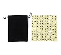 Scrabble Tiles with Black Letters, 100PCS Scrabble Letter Tiles Set with Black Velvet Drawstring Pouch for Crossword Games, Spelling Practice, DIY Crafts