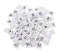 Scrabbles Tiles Replacement【100pcs】 white wood chips diy English alphabet puzzle literacy squares baby intellectual development wood chips【white】 Scrabbles Pieces Alphabet Puzzle