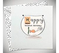 Scrabbley Neon Goldfish Belated Birthday Card