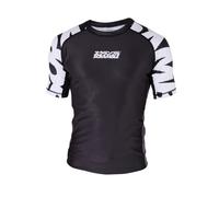 Scramble BAKA MMA Fightwear Rashguard - Black & White. Mens Short Sleeve Gym Compression Vest Top. Brazilian Jiu Jitsu Training Base Layer Shirt. BJJ Rash Guard, for Martial Arts Sports. X-Large