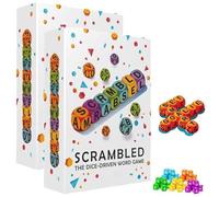 Scrambled Dice Word Game for 1-5 Players Brain Exercise Party Game, Fun Family Board Spelling Letter Dice Games, Crossword dice Games, Learn words happily and increase your vocabulary (2pcs)