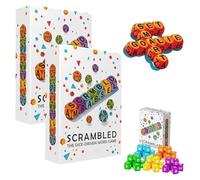 Scrambled Dice Word Game for 1-5 Players, Brain Exercise Spelling Letter Dice Game, Fast-Paced Family Party Game, Crossword-Style Brain Exercise Game for Travel & Family Nights (2 PCS)