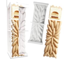 SCRAP COOKING 2893 "Instant Log & Cake Mould 3D Embossed Silicone 25 x 8 x 8 cm Professional Quality Baking Mould Dessert Cake Christmas with Recipe White