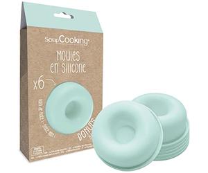 SCRAP COOKING 2913 Set of 6 Silicone Donut Moulds - Doughnuts & Babas - Baking Kit 3D Shapes for Cakes - Individual Soft Moulds - Oven & Dishwasher Safe