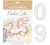 Scrap Cooking - Number Cake Moulds Kit - Numbers 0 to 9 - Height 28 cm / 11 inches - Baking Accessories Templates - Cake in The Shape of Numbers Dessert Birthday - with Recipes - 3927