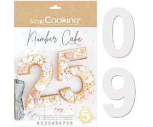 Scrap Cooking - Number Cake Moulds Kit - Numbers 0 to 9 - Height 28 cm / 11 inches - Baking Accessories Templates - Cake in The Shape of Numbers Dessert Birthday - with Recipes - 3927