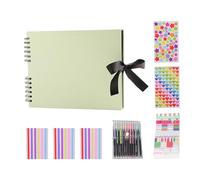 Scrapbook Album 80 Pages Hardcover Photo Memory Book with Accessories Colorful Pen for Traveling Birthday Gift Paper Photo