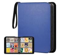 Scrapbook for Cards, 50 Pages 900 Pockets Trading Card Album, Portable Waterproof PU Leather Zip Binder for Trading Cards, Trading Card Albums, Gift for Children, Boys, Girls (Blue)