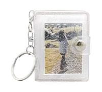 Scrapbook Keychain - PP 1.97 x 1.38 Inch | 24 Pockets Photo Keychain Portable Clear Card Holder | Picture Wallet for Kids, Adults, Men, Women, Birth, White, see description, See description