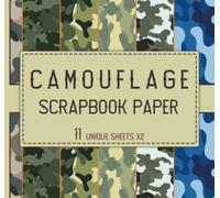 Scrapbook Paper: 11 Unique Designs x2, Green Blue Camouflage Army Patterns Paper Pack, Colorful Double-Sided 8 x 8" Sheets - Decorative Craft Paper for Journaling, DIY & Craft Projects