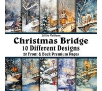 Scrapbook Paper - 20 Front and Back Premium Color Pages: Christmas Bridge - Winter Wonderland Village Scenes Frozen Stream - 8.5"x8.5"