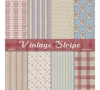 Scrapbook Paper,24 Sheets 4.1x5.8 Inch Vintage Stripe Style Scrapbook Supplies,Single-Sided Vivid Origami Decoupage Paper for DIY Crafts, Card Making, Art Journaling (Vintage Stripe)