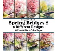 Scrapbook Paper - 34 Front and Back Full Color Sheets: Spring Bridges 2 - Colorful Watercolor Floral Draped Walkways - 8.5"x8.5"
