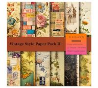 Scrapbook Paper, 6"x6", Floral 48 Sheets Rose Flower Prints Single-sided Pattern Paper, 160gsm Acid-free, DIY Cardmaking-Brown, Red
