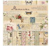 Scrapbook Paper, 6"x6", Vintage 48 Sheets Woode Texture Prints Single-sided Pattern Paper, 160gsm Acid-free, DIY Cardmaking