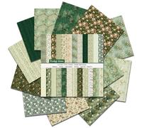 Scrapbook Paper 6x6 Inch, 24 Sheets Double-Sided Patterned Cardstock, 160GSM Floral Craft Paper for Scrapbooking, Card Making, Junk Journal, DIY Art Projects (Green)