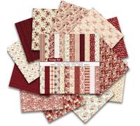 Scrapbook Paper 6x6 Inch, 24 Sheets Double-Sided Patterned Cardstock, 160GSM Floral Craft Paper for Scrapbooking, Card Making, Junk Journal, DIY Art Projects (Red)